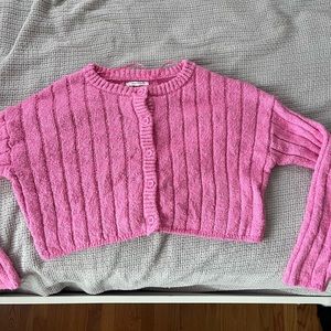 Pink Cropped Button-up Sweater from Pacsun